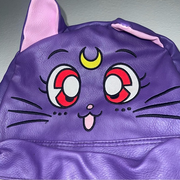 Sailor Moon Luna Cat purple backpack with pocket and cushion inside for … main image 9